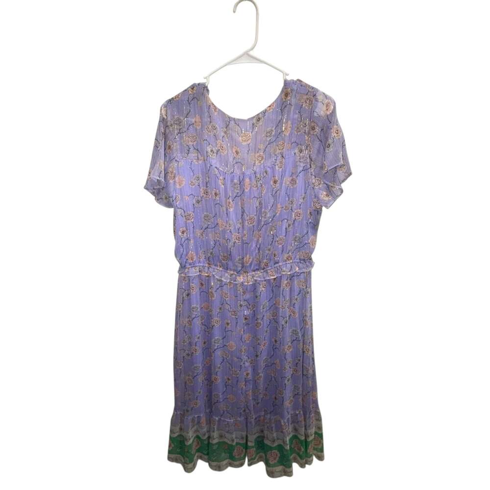 NWT LC Lauren Conrad Purple Green Floral Ruffle Wrap Midi Dress Women’s Plus 0X - Picture 3 of 5